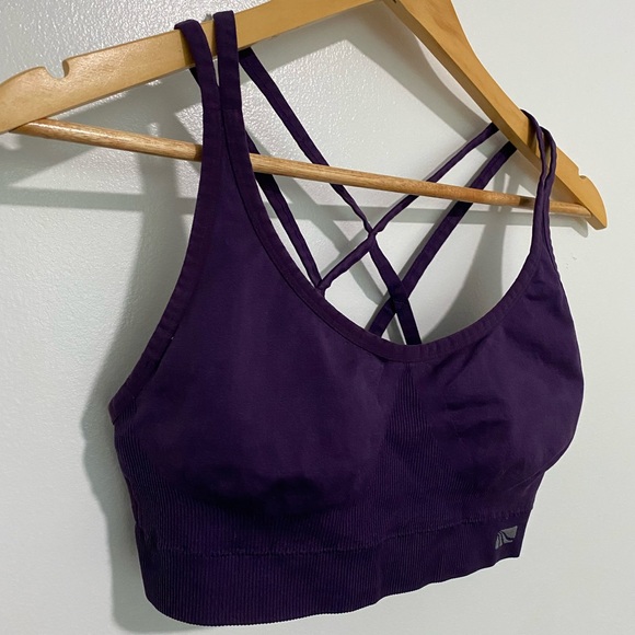 MARIKA Women’s Purple Lightly Crisscross Sport Bra Yoga Workout Running Sz M - Picture 5 of 16